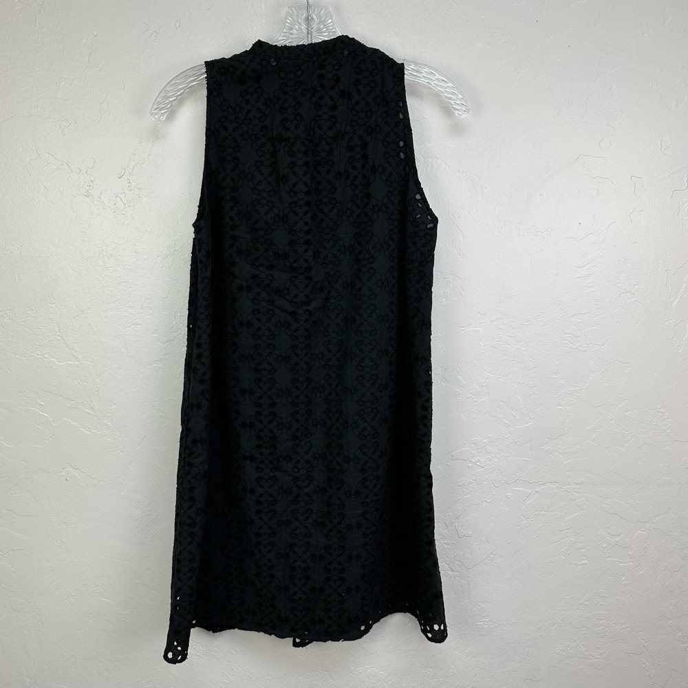 Theory Dress Womens 2 Black Sleeveless Eyelet A Line Wimsygoth Cottagecore - Picture 2 of 6